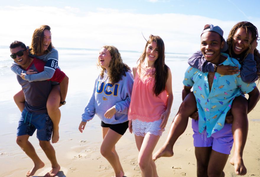 Group of students on a beach
