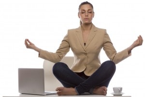 Business meditation. Peace,harmony and mindfulness at the office.