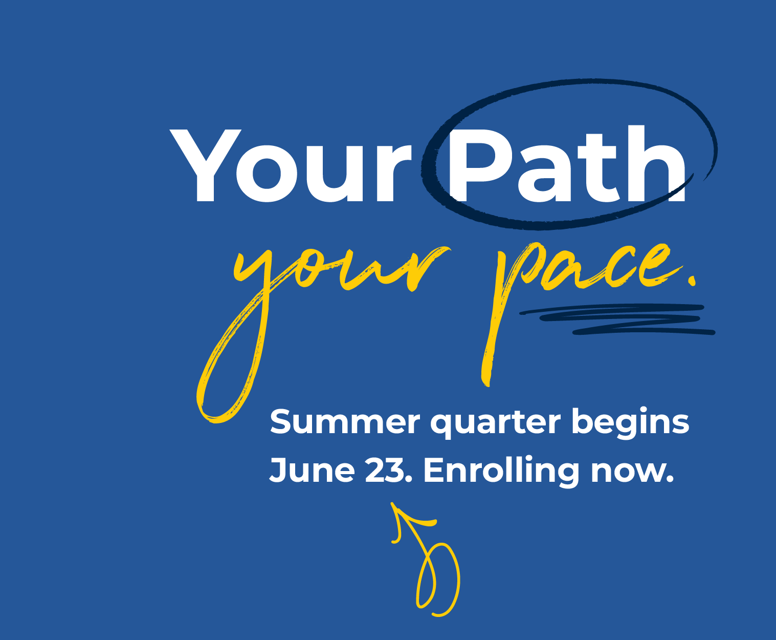 Your Path. Your Pace. Summer quarter begins June 23. Enrolling now.