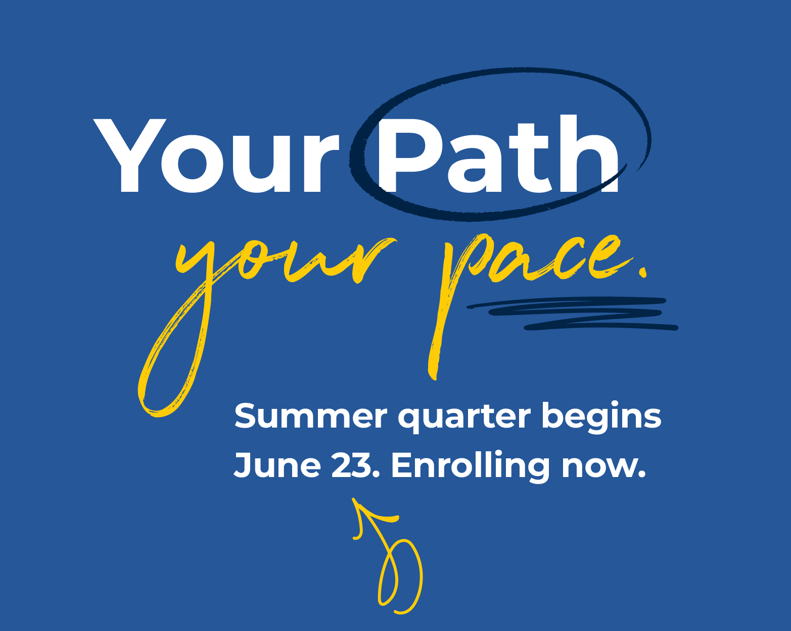 Your Path. Your Pace. Summer quarter begins June 23. Enrolling now.